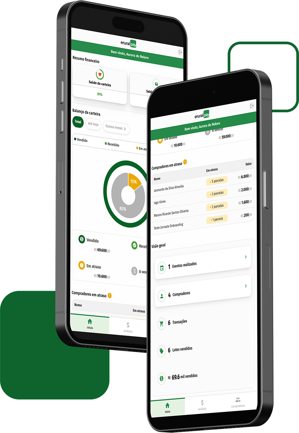 App eruralpay em dois celulares